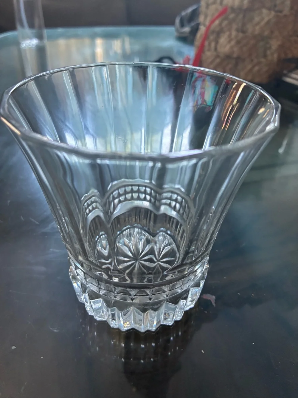 Pressed Glass Tumbler - Clear Scalloped Pattern
